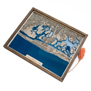 Long Beach, New York : carte | Bois et époxy