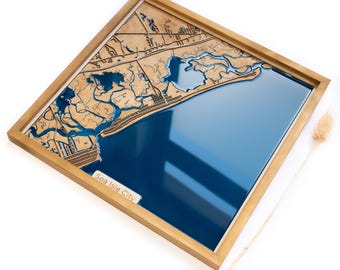 Sea Isle City Wood Map | Wood and Epoxy