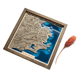 Carte de Rio de Janeiro | Bois et époxy