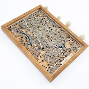 Carte en bois d'Austin | Bois et époxy