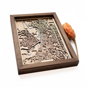 Kaart van Salem | Hout en epoxy