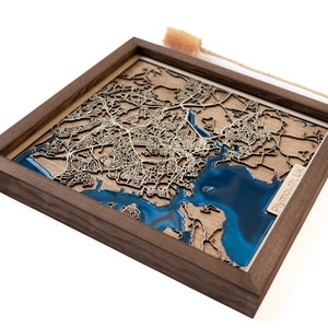 Plymouth Karte | Holz und Epoxydharz