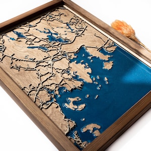 Machias : carte | Bois et époxy