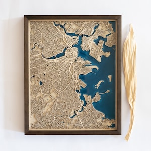 Wooden Map of Any City in the World Unique Personalized Gift for Housewarming 5th Anniversary Birthday Wedding Wood and Epoxy Resin image 3