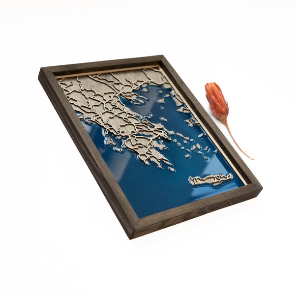 Greece Map | Wood and Epoxy