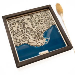 Kaart van Cascais | Hout en epoxy