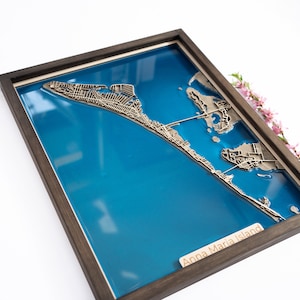 Kaart Anna Maria-eiland | Hout en epoxy