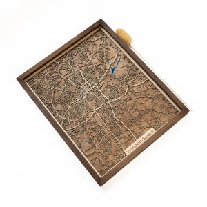 Carte en bois de Winston-Salem | Bois et résine époxy