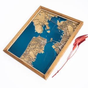 Carte de la baie de San Francisco | Bois et époxy