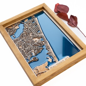 Mapa de Bay Head / Madera y epoxi
