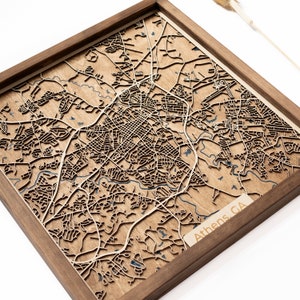 Mapa de Atenas / Madera y epoxi