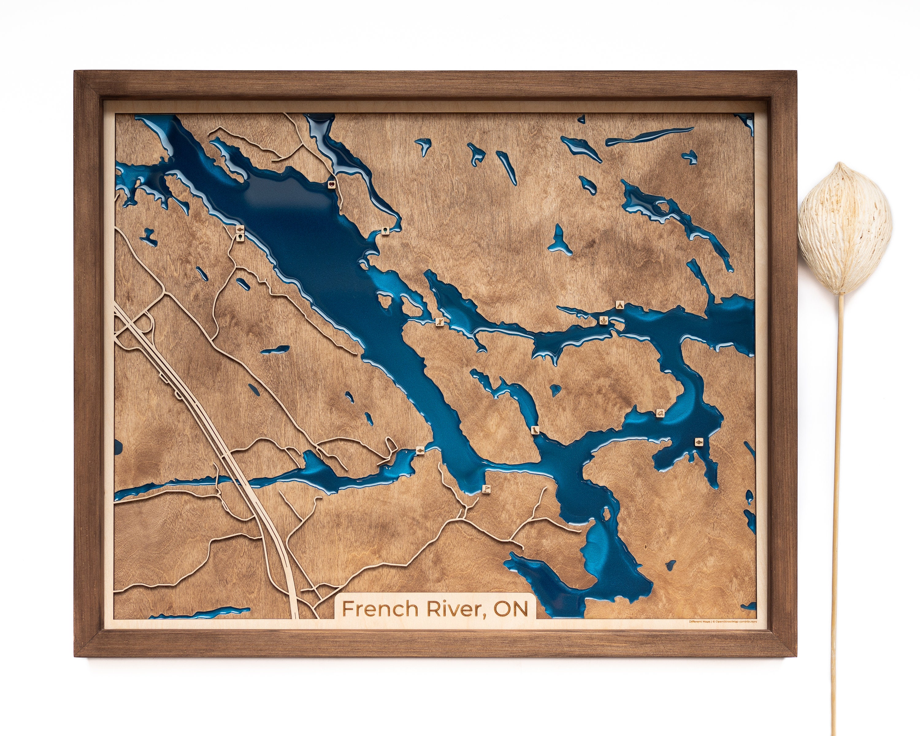 French River Map | Wood and Epoxy - Etsy UK