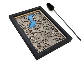 Baschi Map | Wood and Epoxy