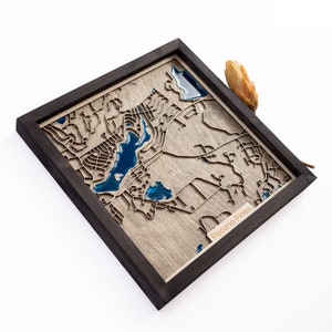 Pocono Pines Karte | Holz und Epoxydharz
