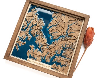 Saint Michaels Map | Wood and Epoxy