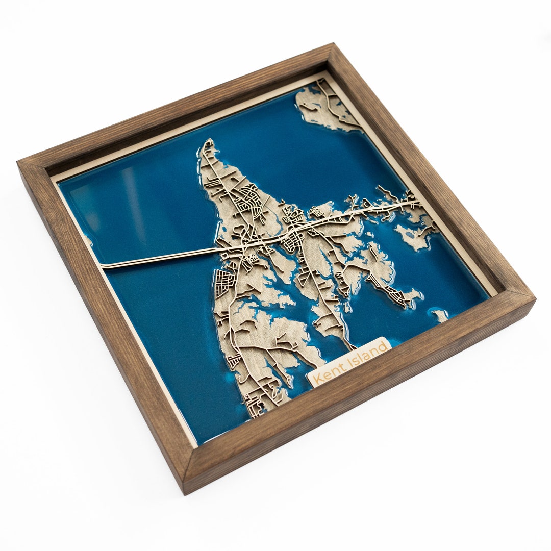 Kent Island Map Wood and Epoxy Etsy