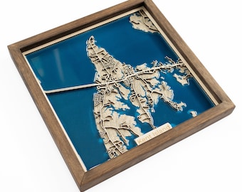 Sailboat Wall Art | Wood and Epoxy Map