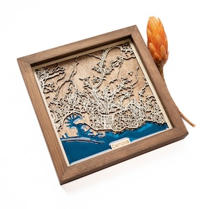 Kaart van Genua | Hout en epoxy