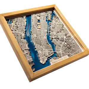 Mapa de madera / Arte mural de Nueva York