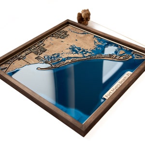 Mappa di Fort Myers Beach / Legno ed epossidica