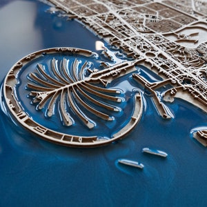Houten kaart van Dubai | Hout en epoxyhars