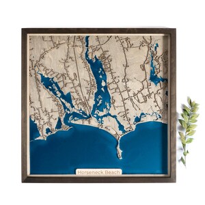 Carte de la plage Horseneck | Bois et époxy