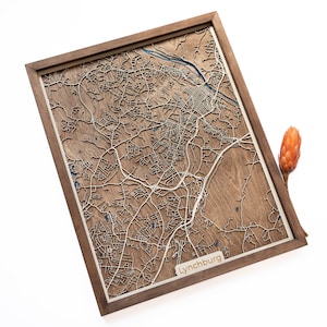 Lynchburg Map | Wood and Epoxy