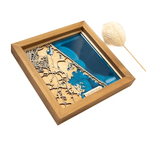 Mapa de Sandbridge / Madera y epoxi