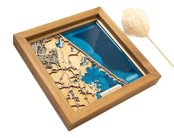 Sandbridge Map | Wood and Epoxy