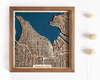 Tacoma Map | Wood and Epoxy