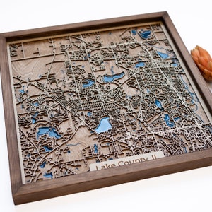 Carte du comté de Lake | Bois et époxy