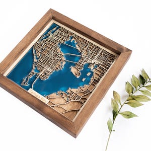 Mappa di Tampa Bay / Legno e resina epossidica