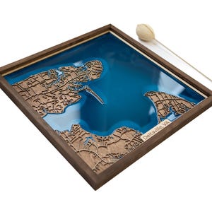 Mapa de Deltaville / Madera y epoxi