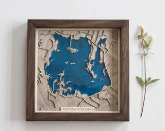 Custom Lake Map | Wood and Epoxy Resin