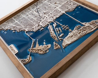 Miami Wood Map | Wood and Epoxy Resin