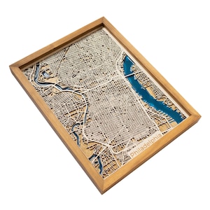Carte en bois de Philadelphie | Bois et époxy