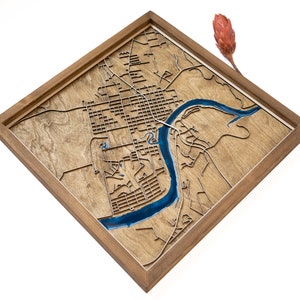 Mapa de Marble Falls / Madera y epoxi