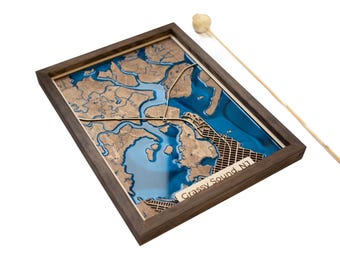 Grassy Sound Map | Wood and Epoxy