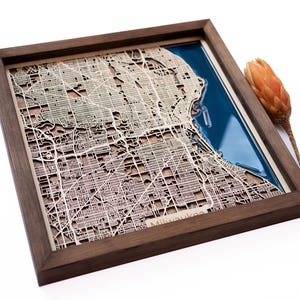 Mapa de madera de Milwaukee / Madera y epoxi