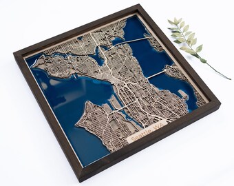 Seattle Map | Wood and Epoxy