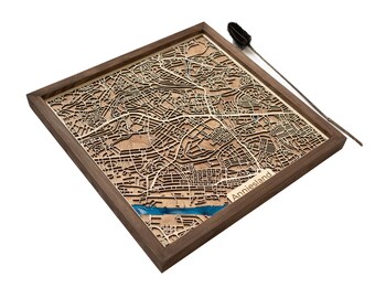 Anniesland Map | Wood and Epoxy