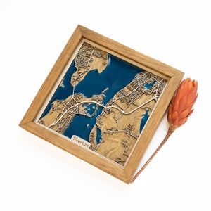 Mapa de Tiverton / Madera y Epoxi