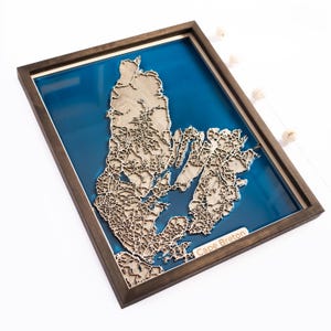 Mapa de Cape Breton / Madera y epoxi