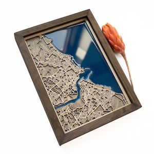 Carte de Whitley Bay | Bois et Epoxy