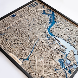 Carte murale d'Amsterdam | Bois et époxy