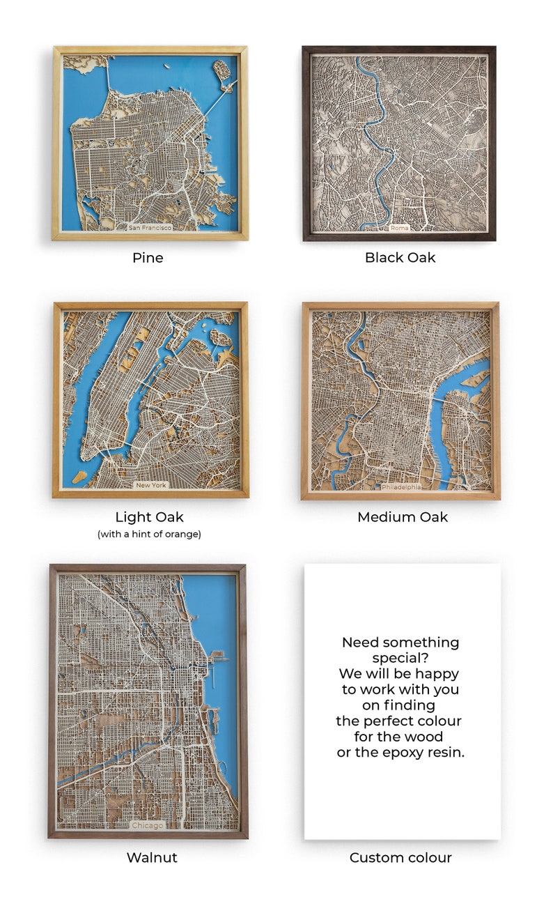 Wood and Epoxy Resin Sacramento Wood Map