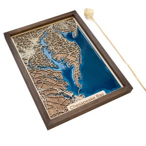 Mapa de la bahía de Chesapeake / Madera y epoxi