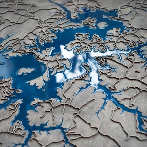 Mapa de Beaver Lake / Madera y epoxi