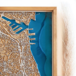 Gdynia Holz Karte | Holz und Epoxidharz