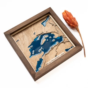 Carte du lac Blue Mountain | Bois et époxy